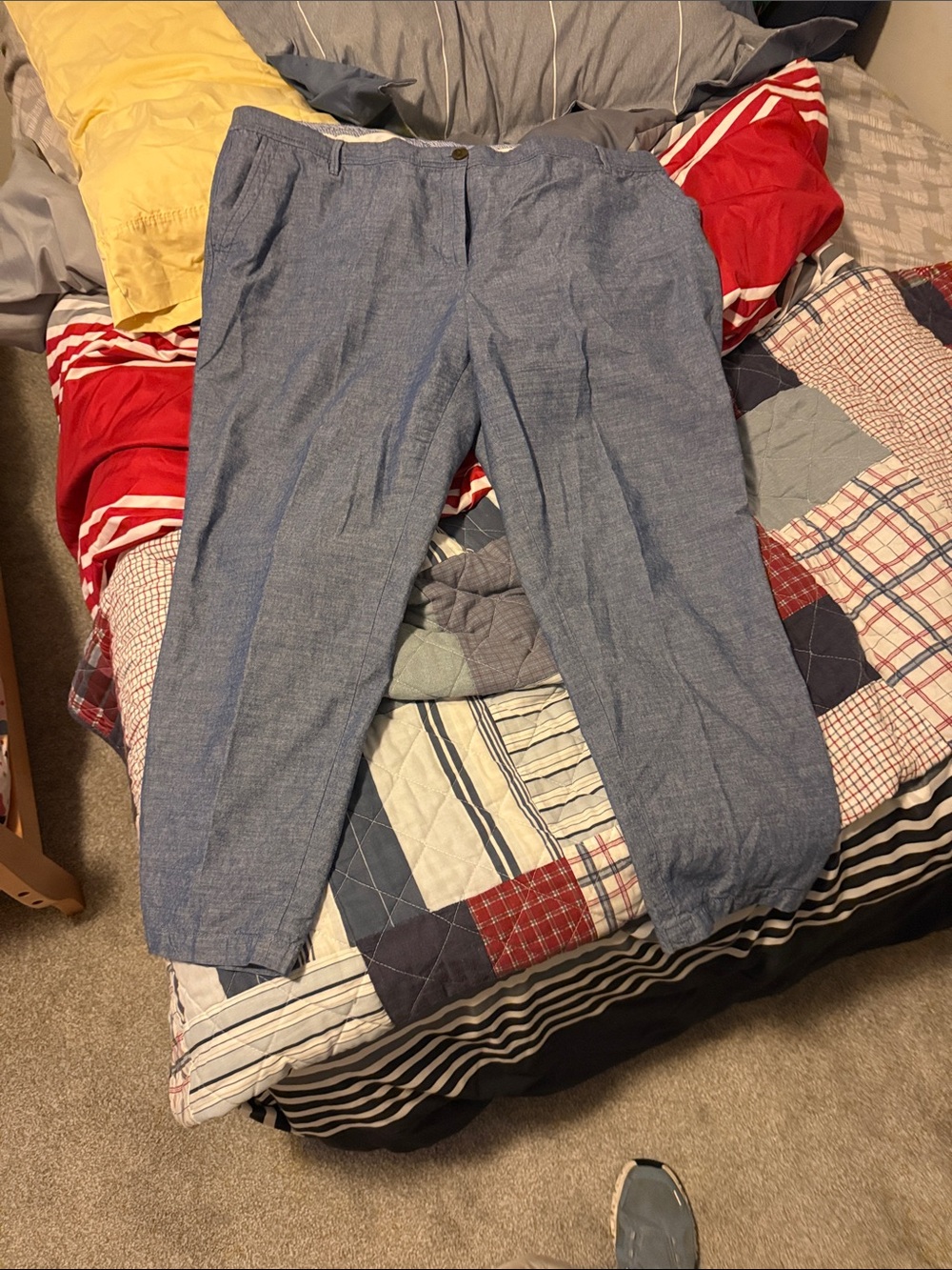 Talbots Light Blue Cropped Linen-Blend Pants